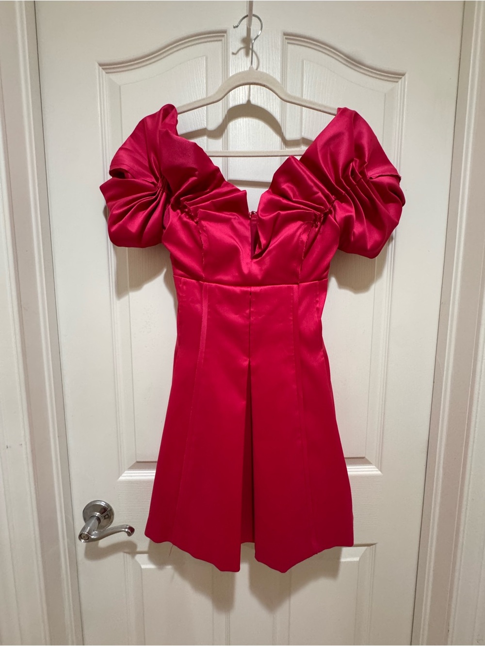 Antonio Melani Fuchsia Satin Puff Sleeve Cocktail Dress | Size 2 | Barbiecore